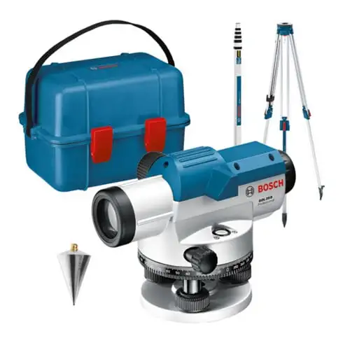 Appareil de nivellement optique GOL 20 D Bosch avec pied de chantier BT 160, règle graduée GR 500