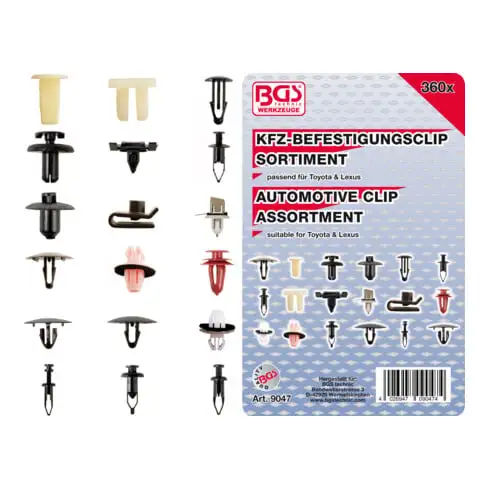 BGS Assortiment de clips de fixation automobiles pour Toyota & Lexus 360 pièces
