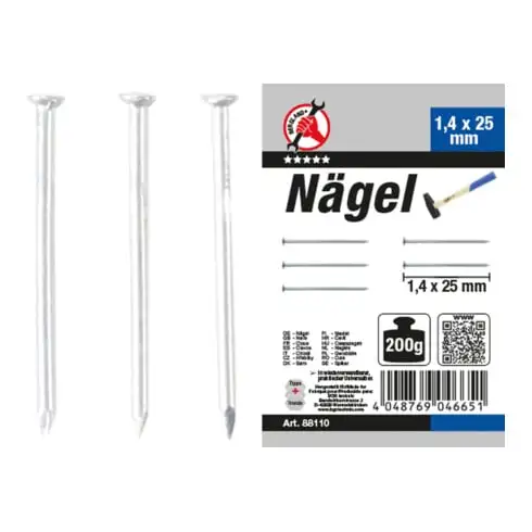 BGS Assortiment de clous 200 g 1,4 x 25 mm