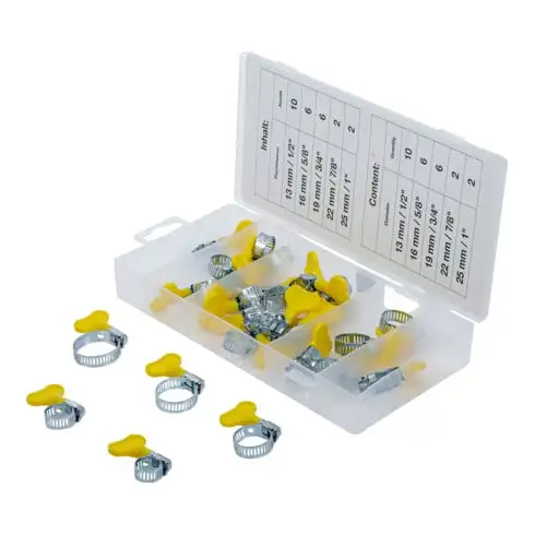 BGS Assortiment de colliers avec écrou papillon 26 pièces