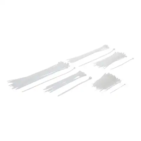 BGS Assortiment de colliers plastique blanc diverses tailles 250 pièces