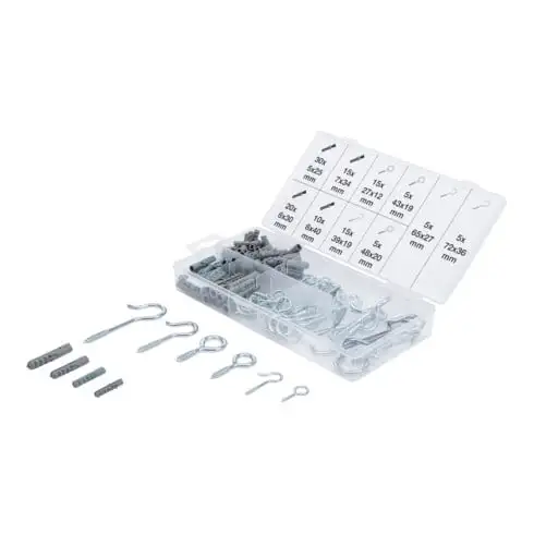 BGS Assortiment de crochets à visser et chevilles 125 pièces