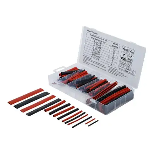 BGS Assortiment de gaines rétractables rouges / noires 150 pièces