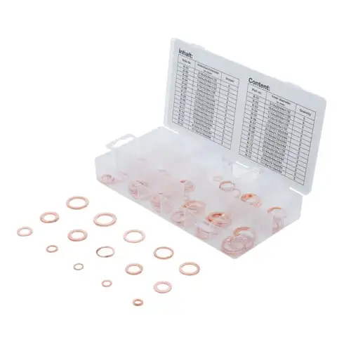 BGS Assortiment de joints d’étanchéité cuivre en pouces pour bouchons de vidange 75 pièces
