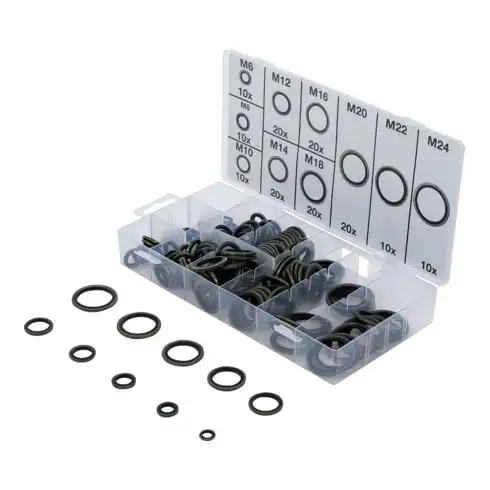 BGS Assortiment de joints d’étanchéité métalliques avec bourrelet en caoutchouc 150 pièces