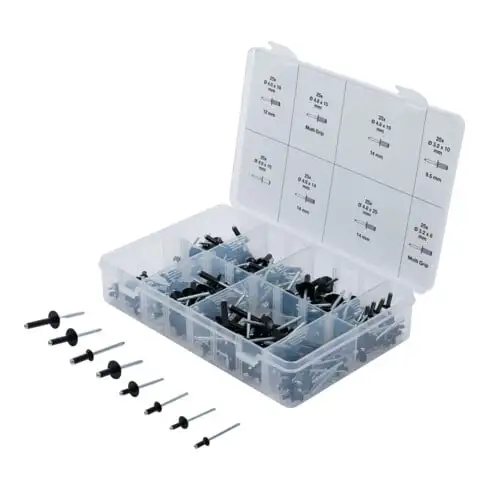 BGS Assortiment de rivets pop aluminium 3,2 - 4,8 mm 200 pièces