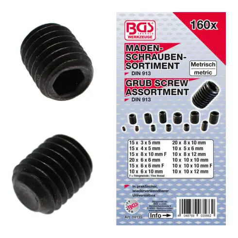 BGS Assortiment de vis sans tête 160 pièces