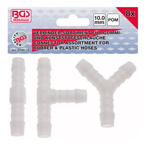 BGS Assortiments de connecteurs de tuyau résiste aux carburants 10 mm 8 pièces
