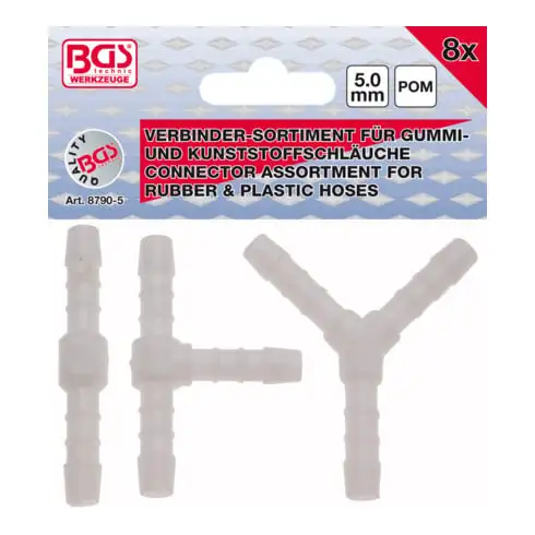 BGS Assortiments de connecteurs de tuyau résiste aux carburants 5 mm 8 pièces