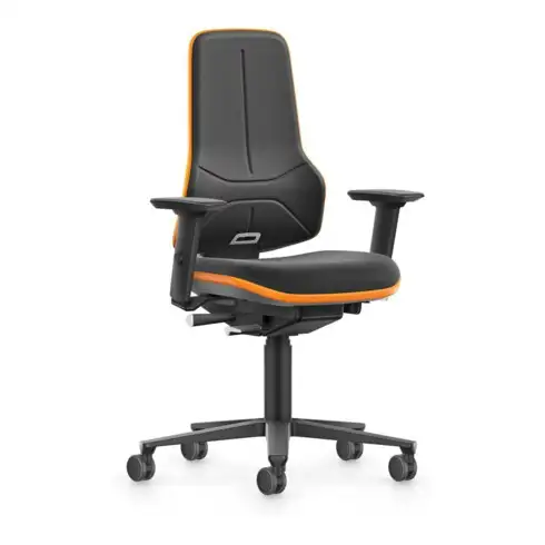 bimos Chaise de travail XXL orange avec roulettes Supertec avec accoudoirs