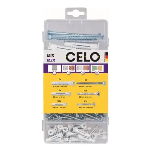 Boîte d'assortiment CELO MZK avec vis