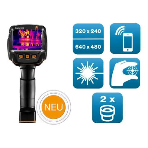 Caméra thermique Testo 883 320 x 240 pixels, mise au point manuelle, app, laser