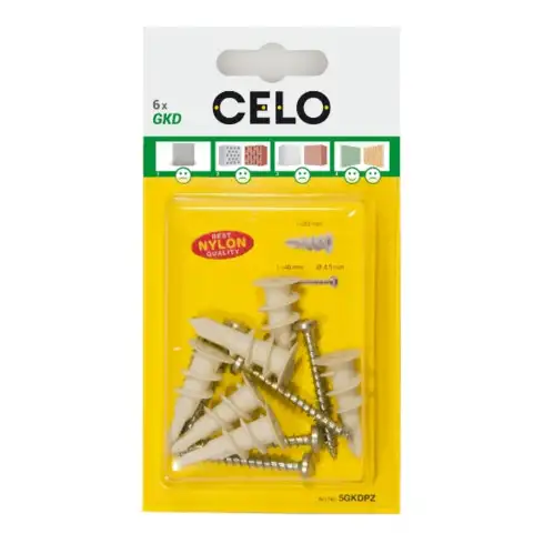 CELO Blister Chevilles pour plaques de plâtre plastique avec vis GKD PZ