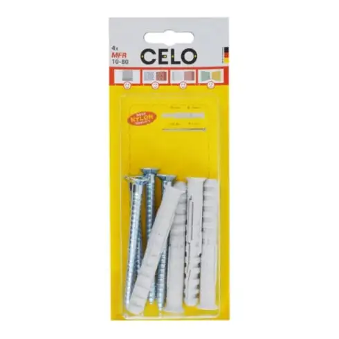 Celo Chevilles pour cadres multifonctionnelles MFR SB 8-60 TX, collerette fraisée, vis à tête fraisée, galv. zinguée, blister