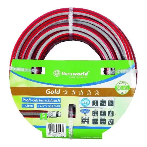 floraworld Tuyau d'arrosage professionnel 1/2" 30m NTS rouge