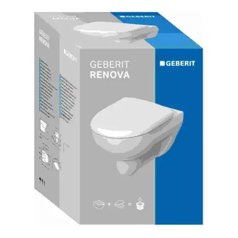 Geberit WC suspendu, chasse profonde Renova 6/5 l, kit, avec abattant, blanc