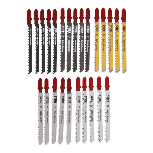 Jeu de lames de scie sauteuse STIER pour le bois, 25 pièces