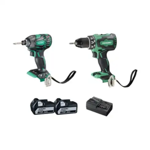 Kit d'outils sans fil HiKOKI (HSC III) KC18DBDLWDZ avec perceuse-visseuse sans fil, visseuse à chocs sans fil, 2x batteries et chargeur