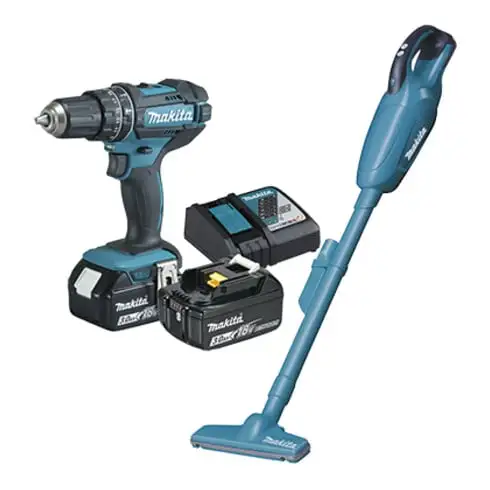 Set de machines sans fil Makita 18V (DHP482 + DCL181F) / 3,0 Ah, 2 batteries + chargeur