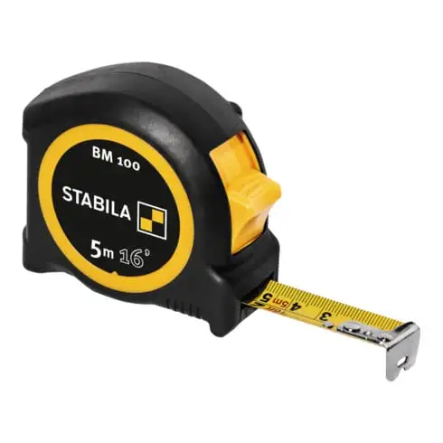 Mètre à ruban de poche STABILA BM 100, 5 m (16'), graduation cm/pouce