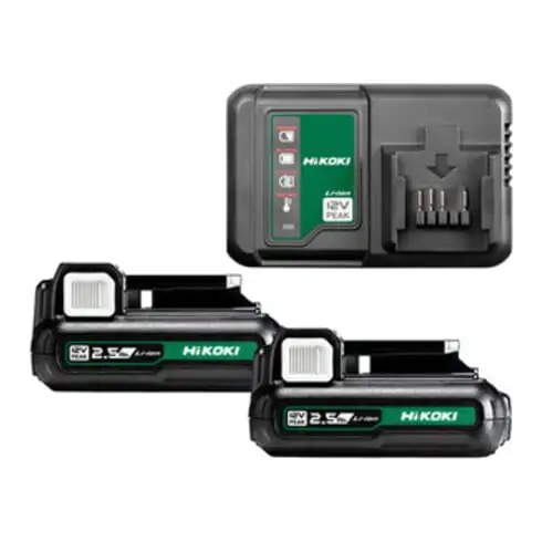 Pack de batteries HiKOKI 12 V peak 2,5 Ah BSL1225M + chargeur UC12SL