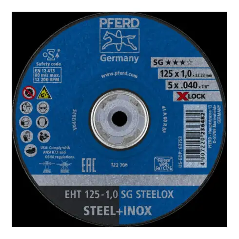 Pferd Disque de séparation SG X-LOCK STEELOX 125x1mm