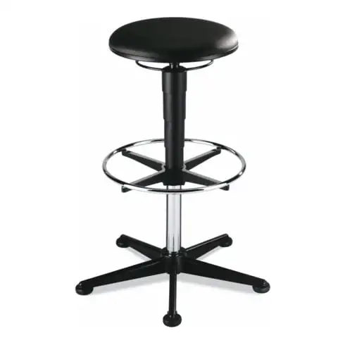 Tabouret haut sur patins Bimos, hauteur d'assise de 570-850 mm, simili-cuir noir