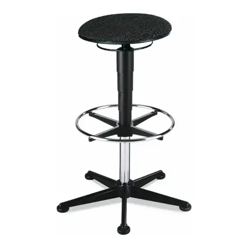 Tabouret haut sur patins Bimos, hauteur d'assise de 570-850 mm, tissu noir