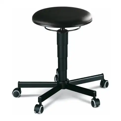 Tabouret sur roulettes Bimos, hauteur d'assise de 460-630 mm, simili-cuir noir