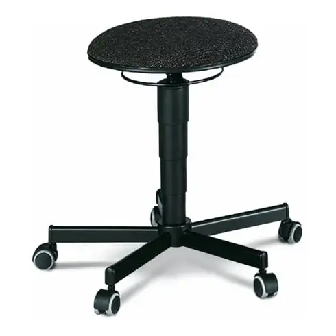 Tabouret sur roulettes Bimos, hauteur d'assise de 460-630 mm, tissu noir