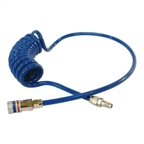 Tuyau spiralé en PU CEJN 1/4 pouce avec raccord de sécurité en acier eSafe⌀ 8x12 mm, longueur de tuyau utile : 2 m