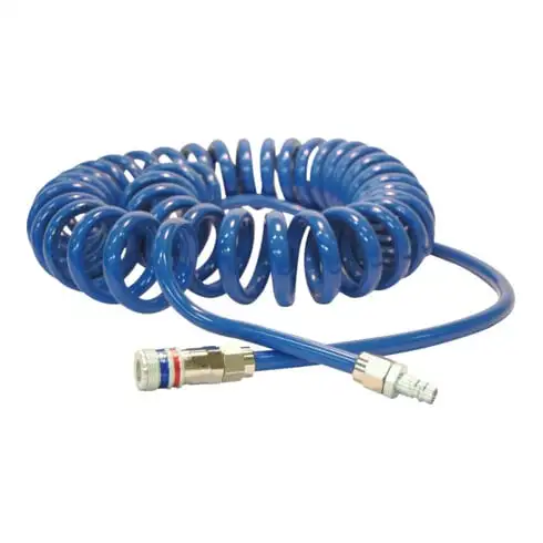 Tuyau spiralé en PU CEJN 1/4 pouce avec raccord de sécurité en acier eSafe⌀ 8x12 mm, longueur de tuyau utile : 8 m